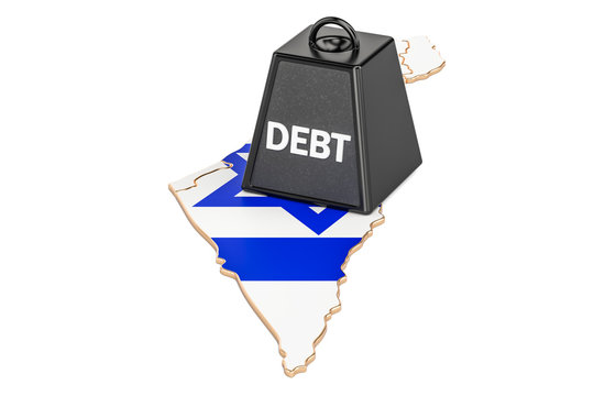  Israeli national debt or budget deficit, financial crisis concept, 3D rendering