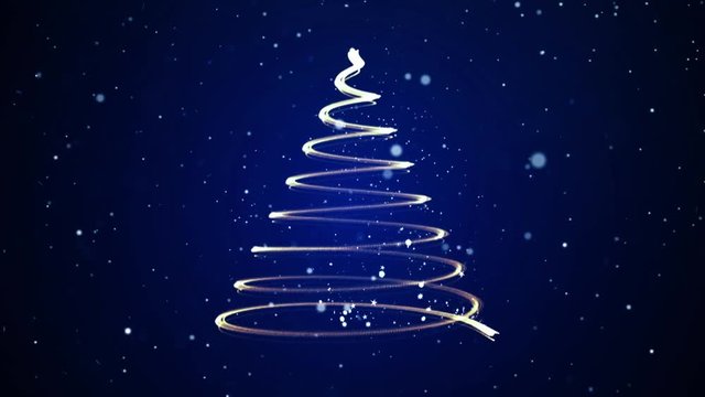Blue sparkle Christmas tree. Merry Christmas background
