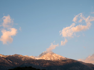 landscape of mountain with snow