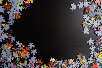 puzzle frame on black background