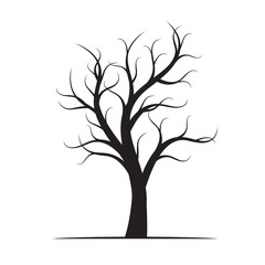 Black Winter Naked Tree. Vector Illustration.