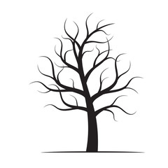 Obraz premium Black Winter Naked Tree. Vector Illustration.