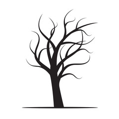 Black Winter Naked Tree. Vector Illustration.