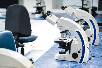 medical microscope in the laboratory