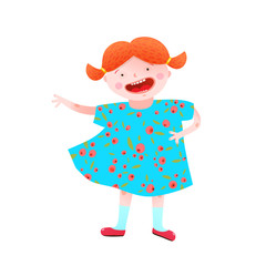 Childish girlish mascot happy and cheerful vivid colors. Vector illustration. 