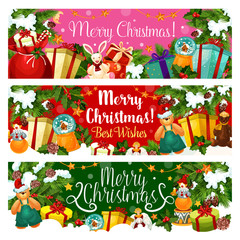 Santa bag with Christmas and New Year gift banner