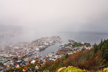Bergen bay seen from above