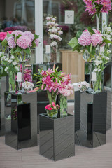 decorations on wedding tables flowers scenery