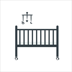 Baby bed icon. Vector illustration