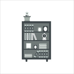 Shelves with books icon. Vector illustration