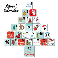 Christmas advent calendar. winter elements set.