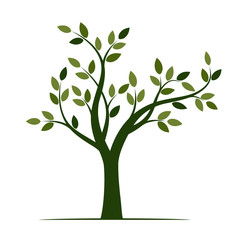 Shape of Green Tree with Leaves. Vector Illustration.