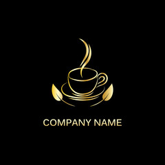 gold hot drink vector logo