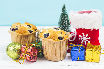 Christmas and new year's cake, blueberry cake