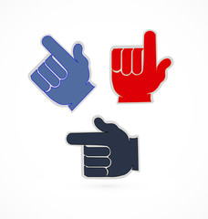 Group of 3 hands, pointing hands icon