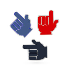 Group of 3 hands, pointing hands icon