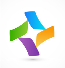 Abstract blocks creating a star, symbol icon