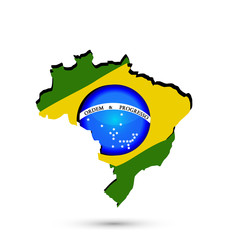 Brazil map and flag, icon symbol