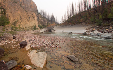 Meadow Creek Gorge on the South Fork of the Flathead River in the Bob Marshall Wilderness area...