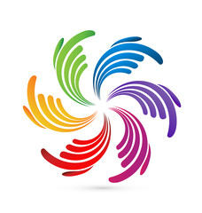 Group of 6 abstract colorful hands icon