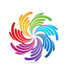 Obraz premium Group of 7 abstract colorful hands icon