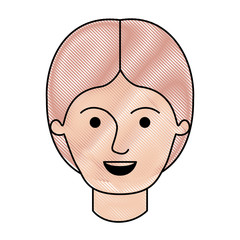 male face with middle part hairstyle in colored crayon silhouette vector illustration