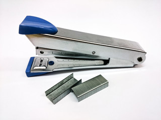 metal stapler with white background