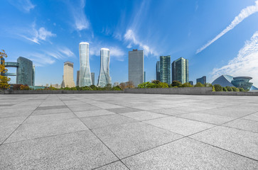 modern buildings and empty pavement in china..