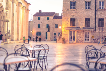 Fototapeta premium SIBENIK, CROATIA-May 26,2017: Scenic view at mediterranean narro