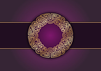 Western Style Card Template, Purple And Golden 