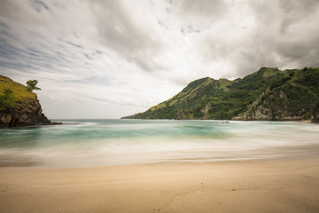 Fototapeta na wymiar Long exposure of Koka Beach in Paga, East Nusa Tenggara, Indonesia.