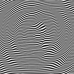 Black and white abstract striped background. Optical Art. 3d vector illustration.