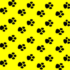 Background yellow abstract, black marks dog.