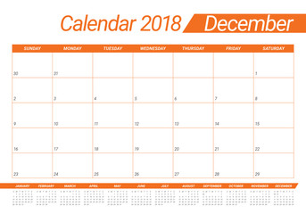December 2018 planner calendar vector illustration
