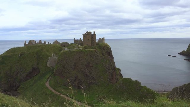 Cliffs and Castle on the coast of Scotland