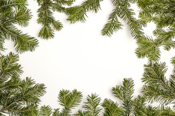 Fototapeta na wymiar Christmas green framework isolated on white background. Copy space.