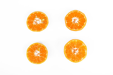 fresh orange with green lea isolate on white background