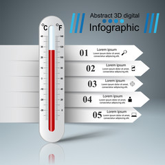 Thermometer business infographics. Health icon. - obrazy, fototapety, plakaty