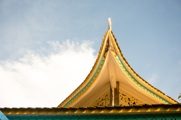 The Beautiful roof of temple in vietnam with blue sky