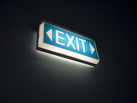 glowing exit sign