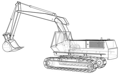 Construction Machine Vehicle. Excavator. EPS10 format. Vector created of 3d