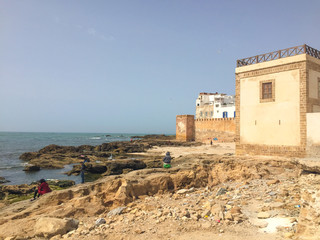Rocky coast near an enclosed medina
