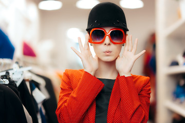 Eccentric Stylish Fashion Girl With Big Sunglasses and Chic Hat