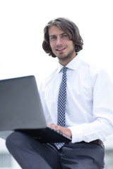 closeup.modern business men working with laptop