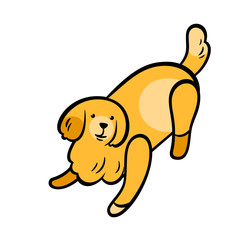 Fototapeta premium Vector yellow big friendly playing dog.