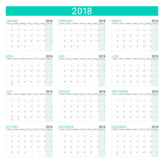 Combination set of 12 month 2018 illustration vector calendars