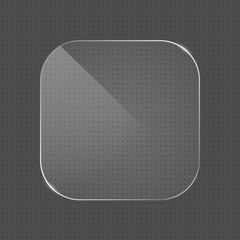 Vector realistic rounded corners square shape glass frame on transparent background. Glass element for banner design, advertising, web