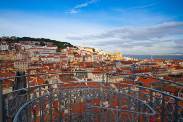View from the top of the Santa Justa elevator on Lisbon