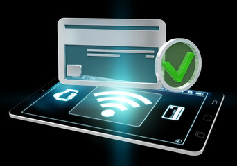 Isolated contactless terminal payment 3D rendering