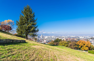 丘の向こうに広がる住宅街